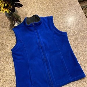 Laura Scott Blue And Gray Fleece Vest Large